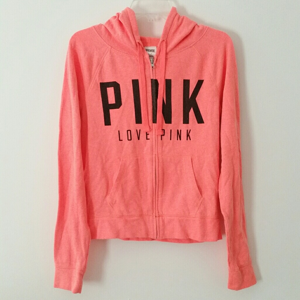 VS PINK Orange Full Zip Hoodie Jacket